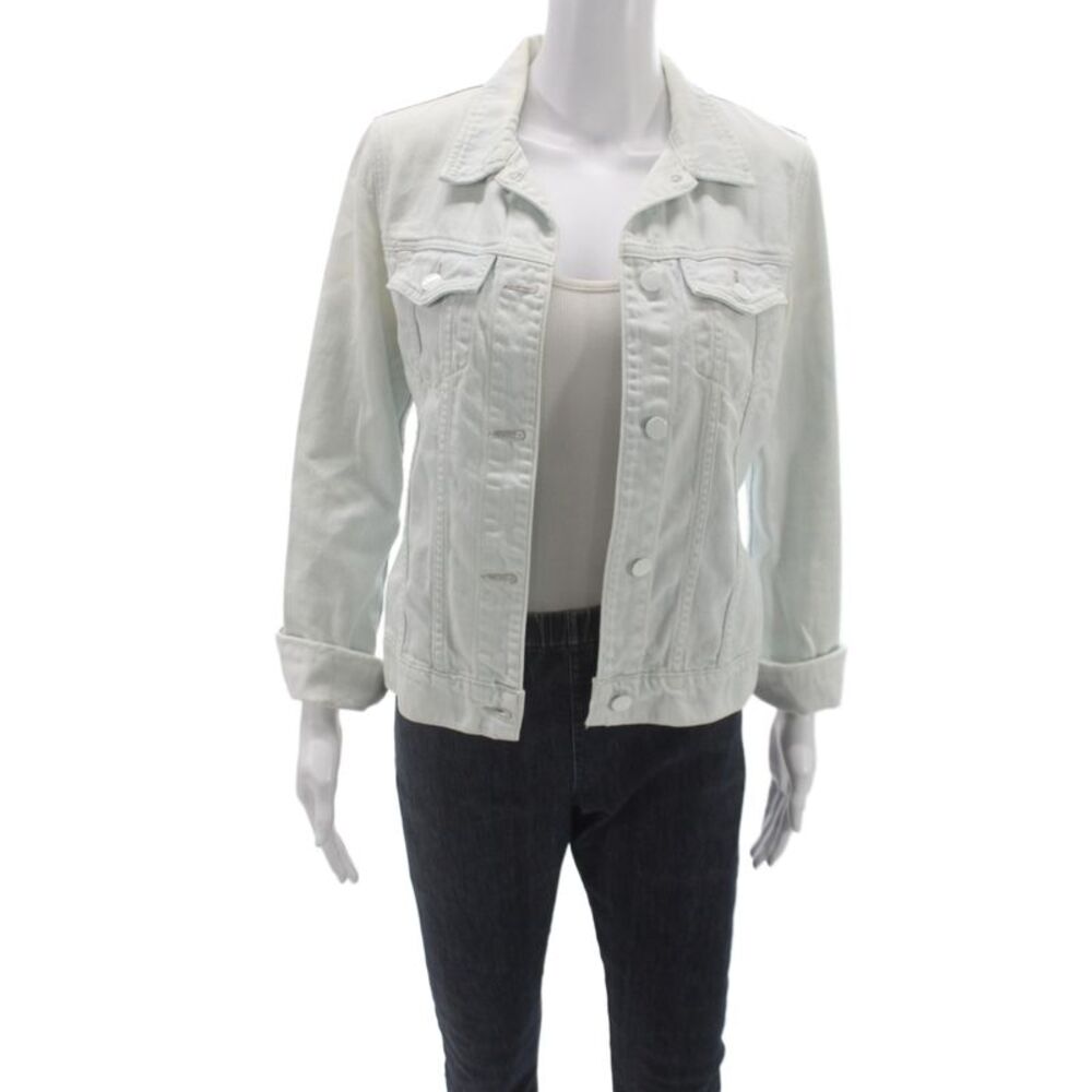 J Brand Womens Basic Denim Jacket White Button Size S